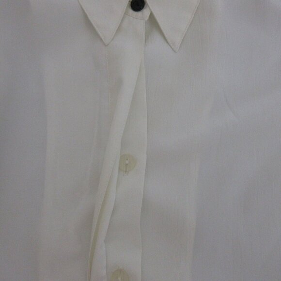 Chaus Blouse Womens 14 White Pleated Shoulder Hidden Front Button Placket Cuff - Picture 7 of 9
